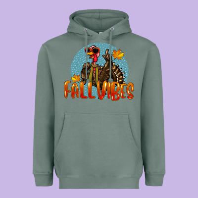 Fall Vibes Turkey Heavyweight Hoodie Designed By Lillyallendesigns