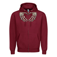 Burgundy skeleton heart Zipper Hoodie - MaliasSmallBusiness