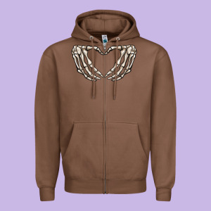 Skeleton Heart Zipper Hoodie Designed By Maliassmallbusiness