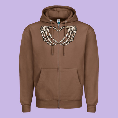 Skeleton Heart Zipper Hoodie Designed By Maliassmallbusiness