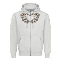 Dove Grey skeleton heart Zipper Hoodie - MaliasSmallBusiness