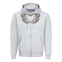 Heather Grey skeleton heart Zipper Hoodie - MaliasSmallBusiness