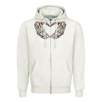 Oatmeal Heather skeleton heart Zipper Hoodie - MaliasSmallBusiness