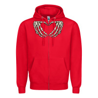 Red skeleton heart Zipper Hoodie - MaliasSmallBusiness