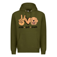 Army Green Peace Love Golden Premium Hoodie - Bettercallsaul