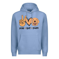 Colony Blue Peace Love Golden Premium Hoodie - Bettercallsaul