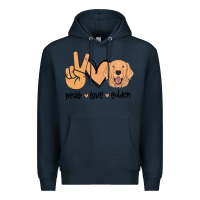 Navy Peace Love Golden Premium Hoodie - Bettercallsaul