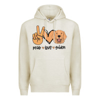 Oatmeal Heather Peace Love Golden Premium Hoodie - Bettercallsaul