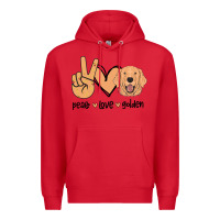 Red Peace Love Golden Premium Hoodie - Bettercallsaul
