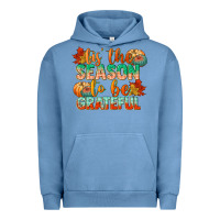 Pigment Pebble Blue tis the season to be grateful Urban Hoodie - CowGirlArtShop