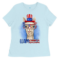 Baby Blue llamerica Ladies Tee - RanaPortraitStore