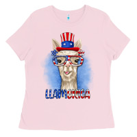 Bubblegum Pink llamerica Ladies Tee - RanaPortraitStore