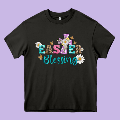 Easter Blessing With  Cross Heavy Core Tee Designed By Artiststas