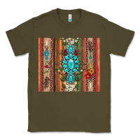 Army Green gemstone flowers arrow with leopards and serape Classic Tee - Artiststas