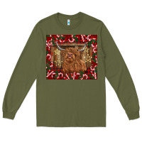 Army Green Christmas highland cow with candy canes Long Sleeve Tee - BarkalooDesign