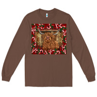 Chestnut Christmas highland cow with candy canes Long Sleeve Tee - BarkalooDesign
