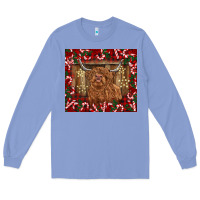 Colony Blue Christmas highland cow with candy canes Long Sleeve Tee - BarkalooDesign