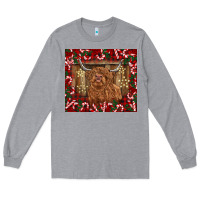 Heather Grey Christmas highland cow with candy canes Long Sleeve Tee - BarkalooDesign