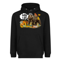 Black Hello Fall Brown Bear Heavyweight Hoodie - LillyAllenDesigns