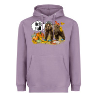 Lavender Hello Fall Brown Bear Heavyweight Hoodie - LillyAllenDesigns