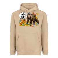 Mushroom Hello Fall Brown Bear Heavyweight Hoodie - LillyAllenDesigns
