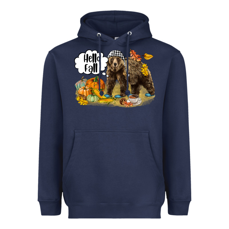 Hello Fall Brown Bear Heavyweight Hoodie by LillyAllenDesigns | Teevron