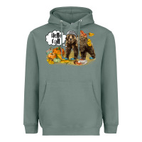 Sage Hello Fall Brown Bear Heavyweight Hoodie - LillyAllenDesigns