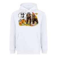White Hello Fall Brown Bear Heavyweight Hoodie - LillyAllenDesigns