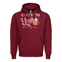 Burgundy cafecito y pan dulce Zipper Hoodie - MaliasSmallBusiness