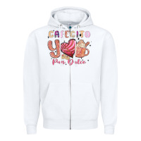 White cafecito y pan dulce Zipper Hoodie - MaliasSmallBusiness