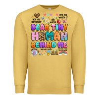 Antique Gold dear tiny human behind me Premium Sweatshirt - Artiststas