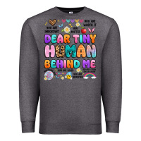 Charcoal Heather dear tiny human behind me Premium Sweatshirt - Artiststas