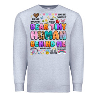 Heather Grey dear tiny human behind me Premium Sweatshirt - Artiststas