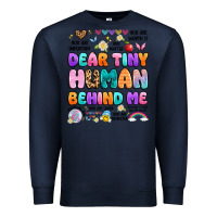 Navy dear tiny human behind me Premium Sweatshirt - Artiststas