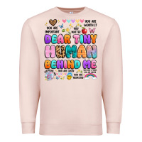 Pale Pink dear tiny human behind me Premium Sweatshirt - Artiststas