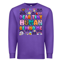 Purple dear tiny human behind me Premium Sweatshirt - Artiststas