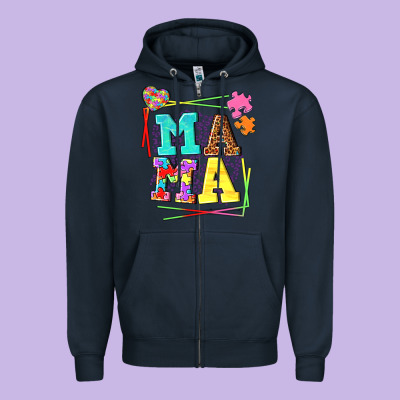 Autism Mama Zipper Hoodie Designed By Nancycooperartshop