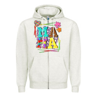Oatmeal Heather Autism Mama Zipper Hoodie - NancyCooperArtShop