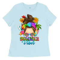 Baby Blue messy bun summer vibes Ladies Tee - RanaPortraitStore