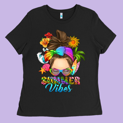 Ladies Tee messy bun summer vibes