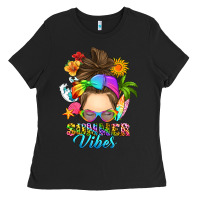 Black messy bun summer vibes Ladies Tee - RanaPortraitStore