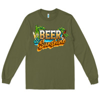 Army Green Beer and sunshine Long Sleeve Tee - NancyCooperArtShop