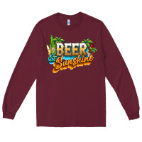 Burgundy Beer and sunshine Long Sleeve Tee - NancyCooperArtShop