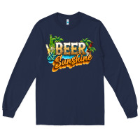 Navy Beer and sunshine Long Sleeve Tee - NancyCooperArtShop
