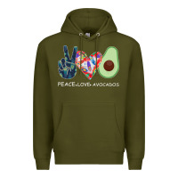 Army Green PEACE LOVE AVOCADOS Premium Hoodie - Bettercallsaul