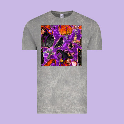 Halloween Witch Seamless Pattern Vintage Tee Designed By Bundleandbundleshop