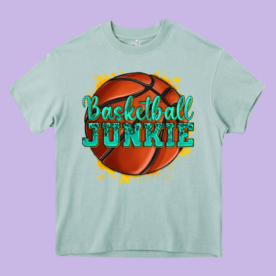 Basketball Junkie Heavy Core Tee Designed By Texasbilliewilder