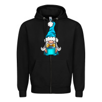 Black winter gnome with gift Zipper Hoodie - NancyCooperArtShop