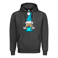 Charcoal Heather winter gnome with gift Zipper Hoodie - NancyCooperArtShop