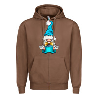 Chestnut winter gnome with gift Zipper Hoodie - NancyCooperArtShop